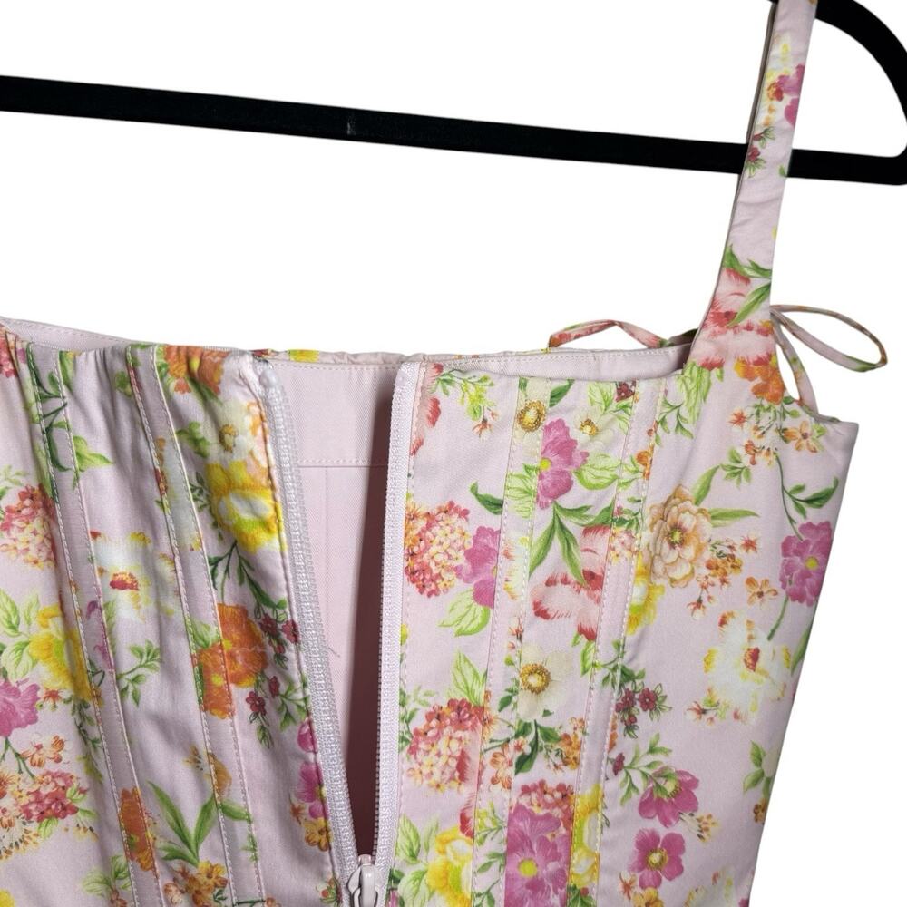 House Of CB Light Pink 2 Piece Floral Corset Clarabelle Midi Sun Dress XS - Picture 7 of 16